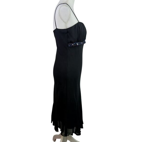 Dressbarn Collection VTG SZ 8 Empire Waist Pleated Spaghetti Strap Bling Dress - Picture 5 of 7